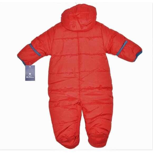 New! Ben Sherman Newborn Quilted Fleece Lined Zipper Puffer Hooded Snowsuit - Picture 5 of 6